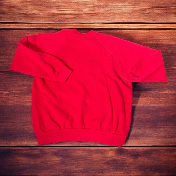 Handmade holiday rocking horse outlined with 90’s puff paint red sweatshirt. - Picture 2 of 6